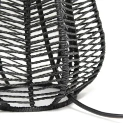 Table Lamps-Kirkland's Home Black Rope Woven Table Lamp White