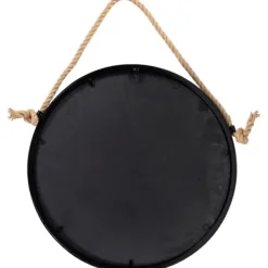 Framed Mirrors-Kirkland's Home Black Round Framed Mirror With Rope, 24 In.