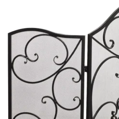 Fireplace Accessories-Kirkland's Home Black Scroll Work Metal Fireplace Screen