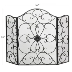 Fireplace Accessories-Kirkland's Home Black Scroll Work Metal Fireplace Screen