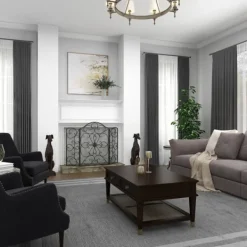Fireplace Accessories-Kirkland's Home Black Scroll Work Metal Fireplace Screen