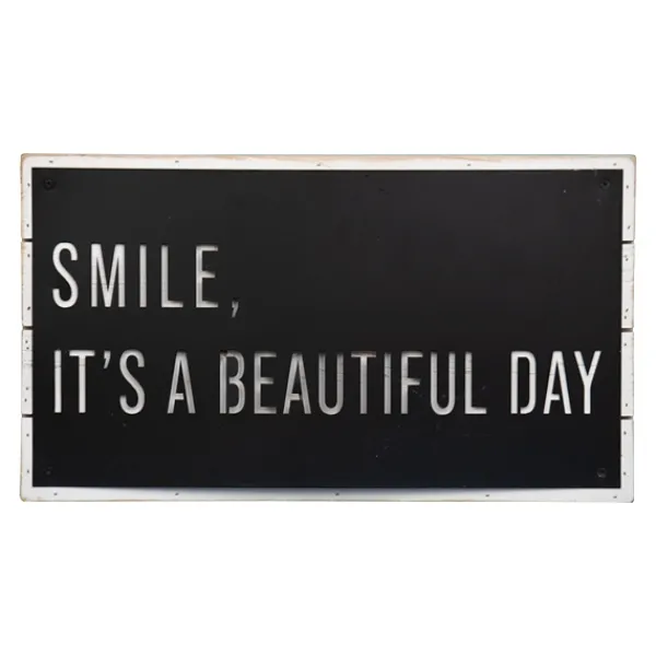 Wall Quotes & Signs-Kirkland's Home Black Smile It'S A Beautiful Day Wall Plaque Black/White