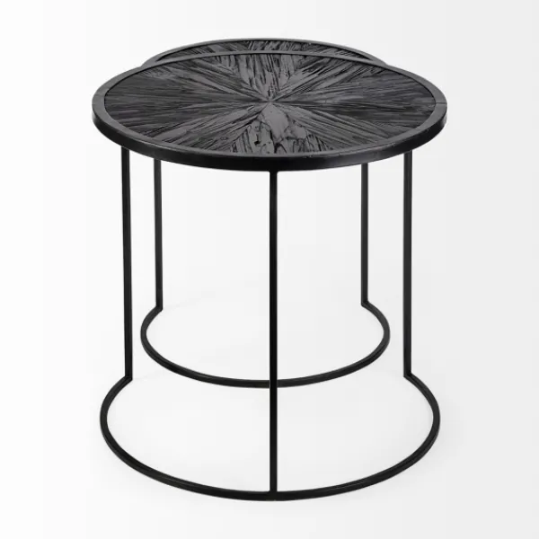 Accent & End Tables-Kirkland's Home Black Starburst Nesting Accent Tables, Set Of 2