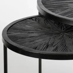Accent & End Tables-Kirkland's Home Black Starburst Nesting Accent Tables, Set Of 2