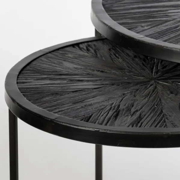 Accent & End Tables-Kirkland's Home Black Starburst Nesting Accent Tables, Set Of 2