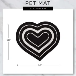 Kitchen & Floor Mats-Kirkland's Home Black Striped Heart Pet Bowl Mat Black/White