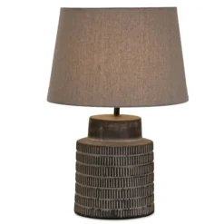 Table Lamps-Kirkland's Home Black Terracotta Dash Pattern Table Lamp Brown