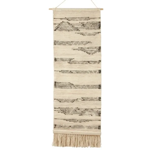 Wall Plaques-Kirkland's Home Black Textured Macrame Tasseled Wall Hanging Tan/Black