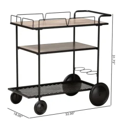 Kitchen Islands & Bar Carts-Kirkland's Home Black 3-Tier Industrial Bar Cart