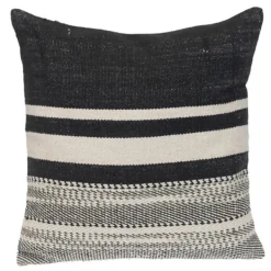 Pillows-Kirkland's Home Black Transitional Stripe Pillow Black/White