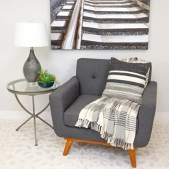 Pillows-Kirkland's Home Black Transitional Stripe Pillow Black/White