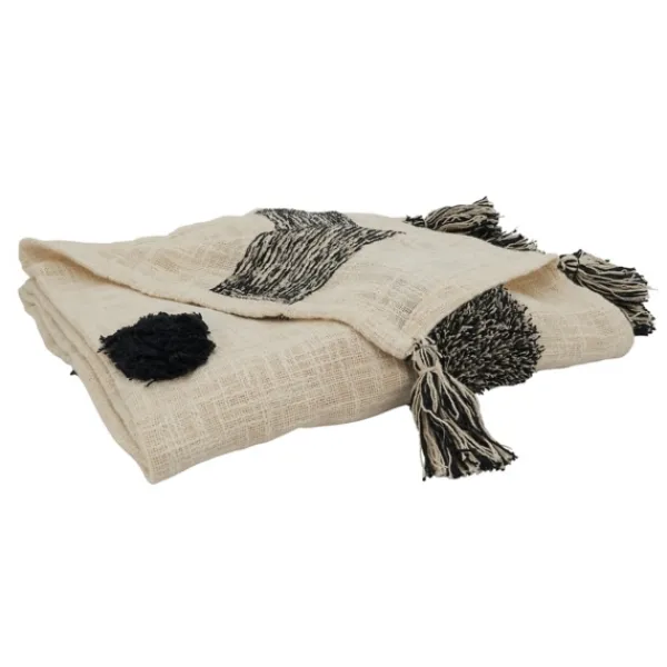 Blankets & Throws-Kirkland's Home Black Tufted Dot Throw Blanket Black/Tan