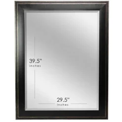 Framed Mirrors-Kirkland's Home Black Two Step Beveled Frame Vanity Mirror