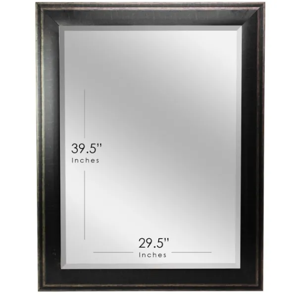 Framed Mirrors-Kirkland's Home Black Two Step Beveled Frame Vanity Mirror