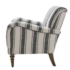 Accent Chairs-Kirkland's Home Black White Carved Slope Stripe Accent Chair Black/White