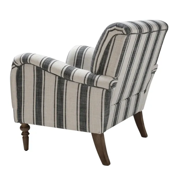 Accent Chairs-Kirkland's Home Black White Carved Slope Stripe Accent Chair Black/White