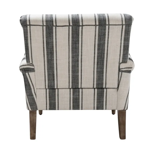 Accent Chairs-Kirkland's Home Black White Carved Slope Stripe Accent Chair Black/White
