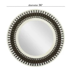 Decorative Mirrors-Kirkland's Home Black White Distressed Wood Rope Fiber Wall Mirror