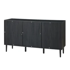 Cabinets & Sideboards-Kirkland's Home Black Wood And Cane Arched Sideboard Cabinet