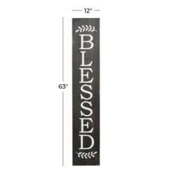 Wall Quotes & Signs-Kirkland's Home Black Wood Blessed Wall Plaque Black/White