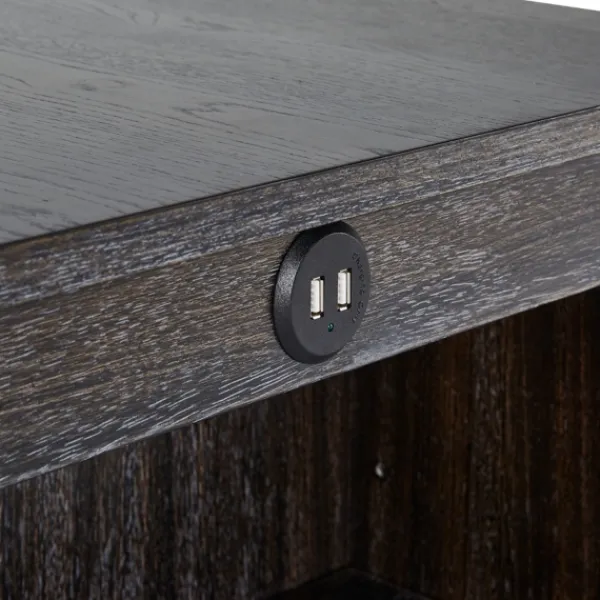 Kitchen Islands & Bar Carts-Kirkland's Home Black Wood Linen 3-Pc. Usb Island And Stool Set