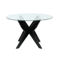 Dining Tables-Kirkland's Home Black Wood Table And Gray Chair 5-Pc. Dining Set