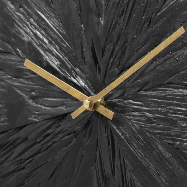 Clocks-Kirkland's Home Black Wood Texture Wall Clock With Gold Hands