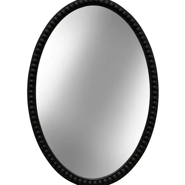 Decorative Mirrors-Kirkland's Home Black Wooden Oval Beaded Mirror