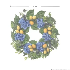 Wreaths-Kirkland's Home Blackberry Lemon And Hydrangea Wreath Green/Blue/Yellow