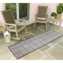 Outdoor Rugs-Kirkland's Home Blake Gray Cube Indoor/Outdoor Runner, 1X7 Gray/White