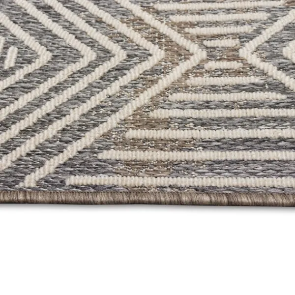 Outdoor Rugs-Kirkland's Home Blake Gray Zigzag Indoor/Outdoor Runner, 1X7 Gray/White