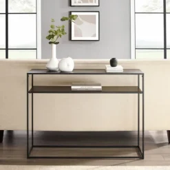 Entryway Furniture-Kirkland's Home Blake Simple Metal Console Table Black
