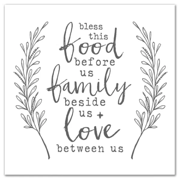Wall Quotes & Signs-Kirkland's Home Bless This Food White And Gray Canvas Art Print Gray/White