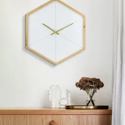 Clocks-Kirkland's Home Blond Wood Frame Hexagon Wall Clock