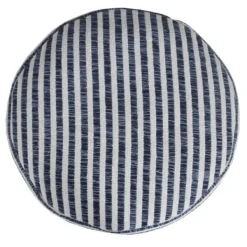 Pillows-Kirkland's Home Blue & White Stripe Organic Cotton Pouf Blue/White
