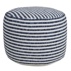 Pillows-Kirkland's Home Blue & White Stripe Organic Cotton Pouf Blue/White