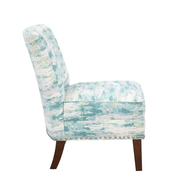 Accent Chairs-Kirkland's Home Blue Abstract Armless Accent Chair Blue/White