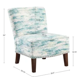 Accent Chairs-Kirkland's Home Blue Abstract Armless Accent Chair Blue/White