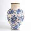 Vases-Kirkland's Home Blue And Cream Vintage Floral Urn Vase, 12 In. Blue/Ivory