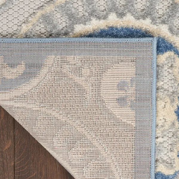 Outdoor Rugs-Kirkland's Home Blue And Gray Medallion Outdoor Area Rug, 6X9 Blue/Gray