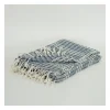 Blankets & Throws-Kirkland's Home Blue And Ivory Striped Cotton Throw Blue/Ivory
