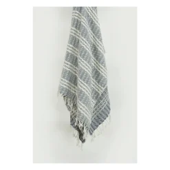 Blankets & Throws-Kirkland's Home Blue And Ivory Striped Cotton Throw Blue/Ivory