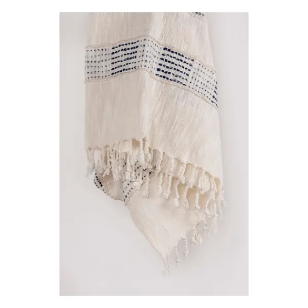 Blankets & Throws-Kirkland's Home Blue And Ivory Woven Stripe Throw Blue/Ivory
