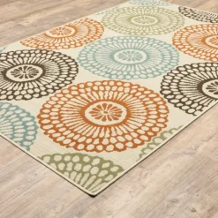 Outdoor Rugs-Kirkland's Home Blue And Orange Circles Outdoor Area Rug, 6X9 Orange/Blue