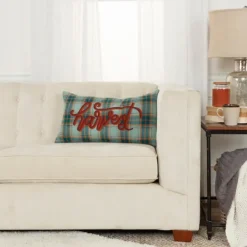 Pillows-Kirkland's Home Blue And Orange Plaid Harvest Lumbar Pillow Blue/Orange