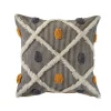 Pillows-Kirkland's Home Blue And Orange Tufted Accent Pillow Orange/Gray