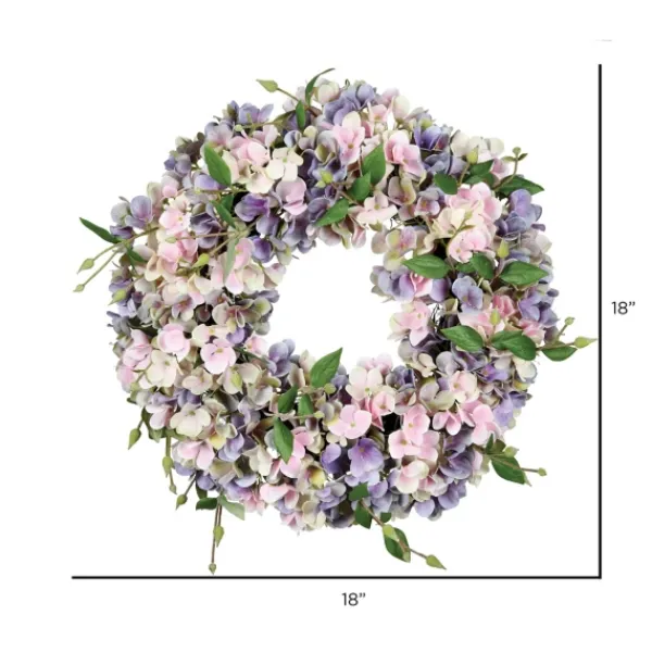 Wreaths-Kirkland's Home Blue And Pink Hydrangea Wreath, 18 In. Blue/Pink/Multi