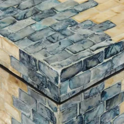 Baskets & Boxes-Kirkland's Home Blue And Tan Wood Capiz Shell 2-Pc. Box Set Blue/Tan