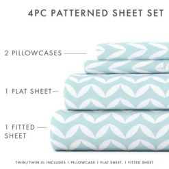 Bed Sheets-Kirkland's Home Blue And White Chevron 3-Pc. Twin Sheet Set Blue/White