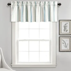 Curtains & Drapes-Kirkland's Home Blue And White Farmhouse Stripe Valance White/Blue